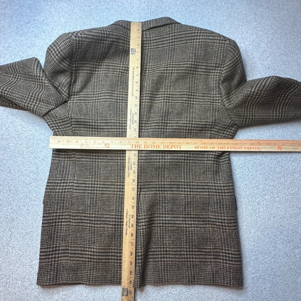 Vintage Hart Schaffner Marx Blazer Mens 42 Brown Glen Plaid Pure Virgin Wool 90s